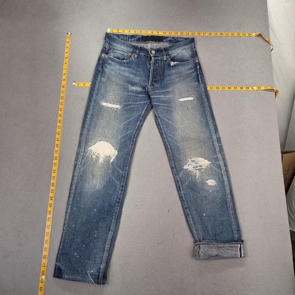Selvedge Jeans Mens Blue‎ Straight Thrashed Japan Fits 30x28
